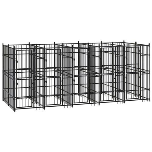 Meilleurs prix pour vidaXL Chenil d'extérieur pour chiens Acier 9,22 m², Noir, acier enduit de poudre, 480 x 192 x 200 cm