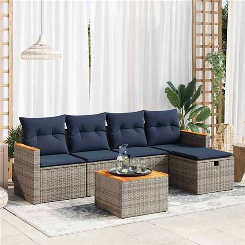Non Communiqué Gris Vidaxl Salon De Jardin 6 Pcs Avec Coussins Résine Tressée 3325911