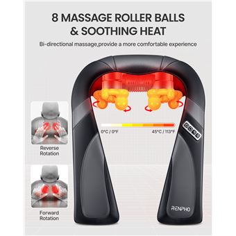 Masseur cervical shiatsu, appareil de massage pour cou épaules et dos avec chauffage