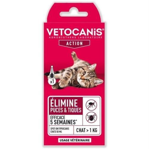 Meilleurs prix pour Pipette Spoton VETOCANIS Fripronil pour chats 50 mg