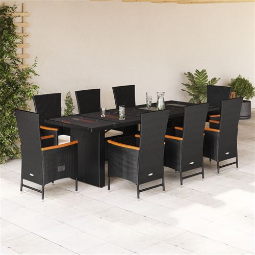 Non Communiqué Noir Vidaxl 9-Delige Tuinset Poly Rattan Zwart3277533