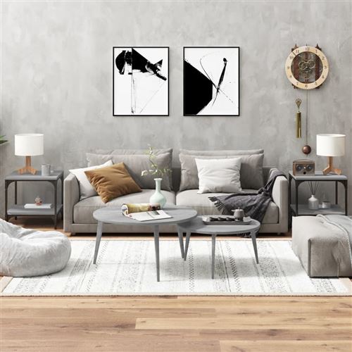 Vidaxl Gris Tables D'appoint (2Pcs) - Sonoma - Image 3