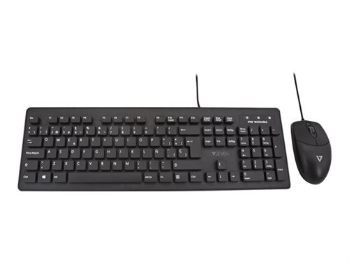 V7 CKU700ES - Toetsenbord en muis set - USB - QWERTY - Spaans - zwart