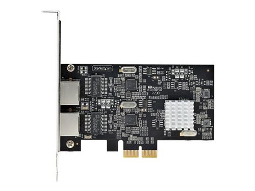 StarTech.com Carte Réseau PCIe à 2 Ports 2,5 Gbps NBASE-T, Intel I225-V - Adaptateur réseau - PCIe 2.0 x2 profil bas - Ethernet 10M/100M/1G/2,5 Gigabit x 2 - noir