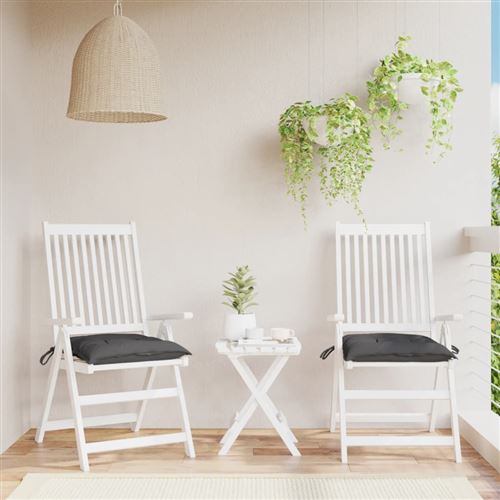 vidaXL Coussins de chaise 2 pcs Anthracite 40x40x7 cm Tissu