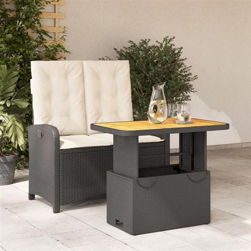 Non Communiqué Noir Salon De Jardin Vidaxl Resine Tressee 2 Pieces 90 X 55 X 71 Cm