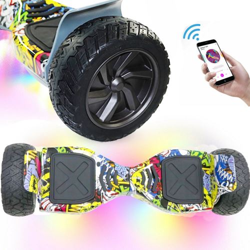 Overboard Hummer Tout Terrain de 8,5, 700W, LED et Bluetooth, Équilibrage Automatique, Hiphop