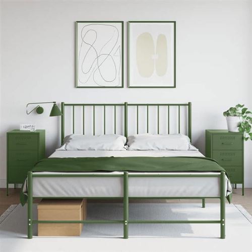 VIDAXL - Table de Chevet - Lot de 2 - Avec Tiroirs et Pieds - Vert Olive - Image 2