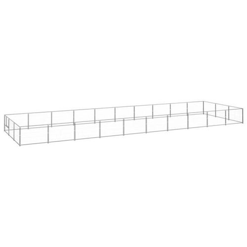 vidaXL Chenil Argenté 30 m² Acier Cage Animaux Enclos pour Chiot Extérieur