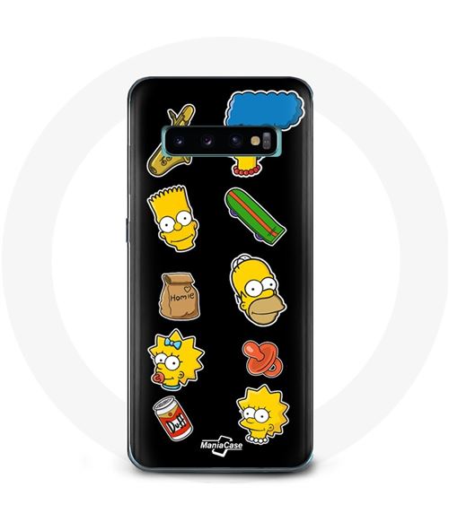Coque pour Samsung Galaxy s10 edge Les Simpson autocollants fond noir Maniacase