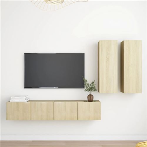 Non Communiqué Brun Ensemble De Meubles Tv 4 Pcs Chêne Sonoma Bois D Ingénierie