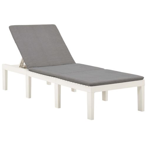 Vidaxl Blanc Chaise Longue Avec Coussin Plastique - Image 2