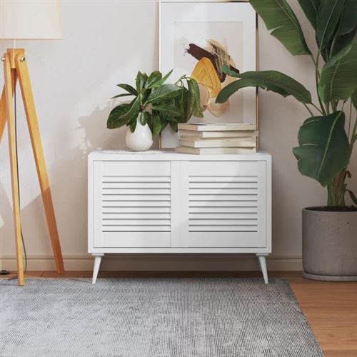 vidaXL Portes d'armoire à persiennes 2pcs blanc 39,5x39,4cm pin massif