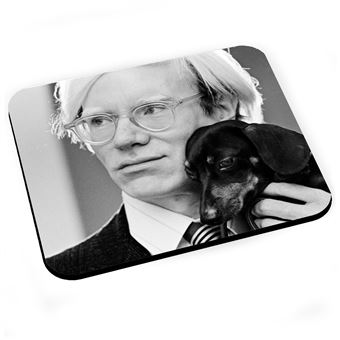 Tapis de souris Andy warhol avec son chien portrait pop art artiste - 1