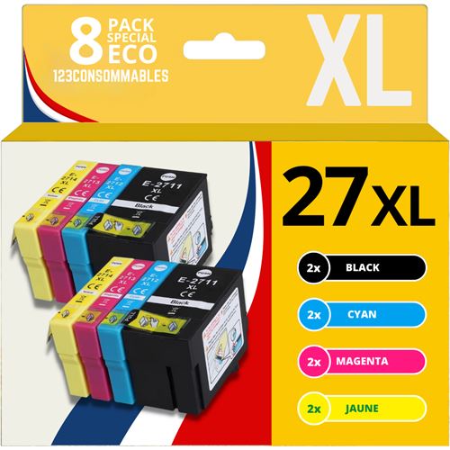 Non Communiqué Pack 123Consommables - 27XL Cartouches D'encre Compatible Avec Epson 27 27 Xl Pour Epson Wf 3620 Wf 7720 Wf 3640 Wf 7715 Wf 7710 Wf 7620 Wf 7610 Wf 7210 Wf 7110
