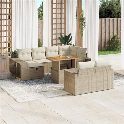 Non Communiqué Beige Salon De Jardin Vidaxl Resine Tressee 8 Personnes 11 Pieces