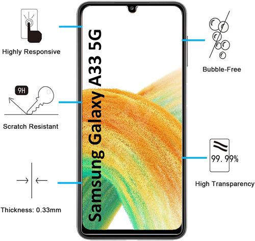 Verre Trempé Samsung Galaxy A33 5G, Protection Ultra-Résistante,  Anti-Rayures et Anti-Traces avec Adhésion Totale - Contour Noir - Français