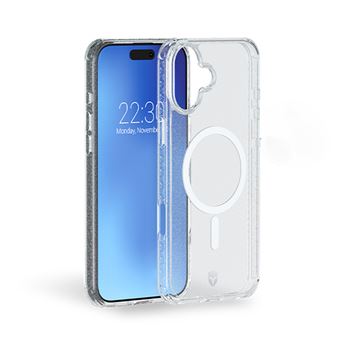 Coque pour iPhone 16 MagSafe Renforcée AIR Système Tryax 3M avec Paillettes Force Case Transparent - 1