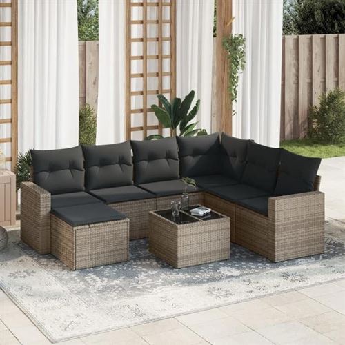 Non Communiqué Gris Salon De Jardin Modulable Generique Resine Tressee 8 Pieces 7 Personnes 65.5 X 62 X 37 Cm