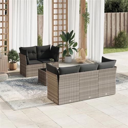 Non Communiqué Gris Vidaxl Salon De Jardin Avec Coussins 6 Pcs, Canapés Et Table De Terrasse, Ensemble De Meubles D'extérieur Patio, Moderne, 3217252