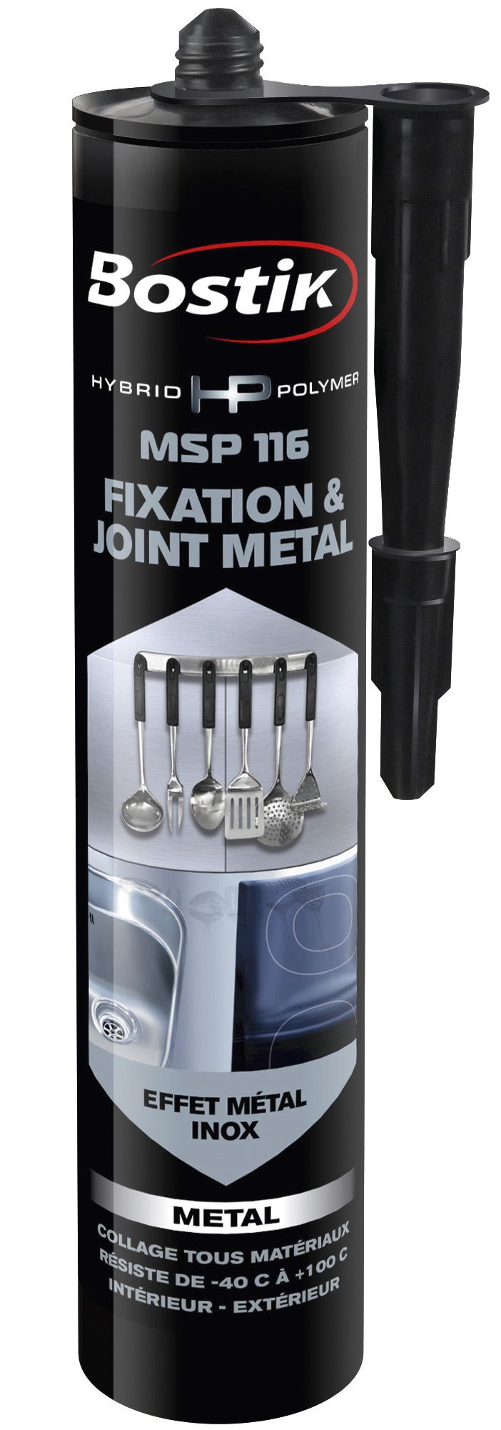 Mastic Hybride Polymère Bostik MSP116 - Fixation Et Joint Effet Métal Inox - Cartouche