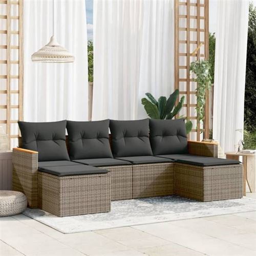 Non Communiqué Gris Vidaxl Salon De Jardin Avec Coussins 6 Pcs, Canapés De Terrasse, Ensemble De Meubles De Patio, Mobilier D'extérieur, 3258623