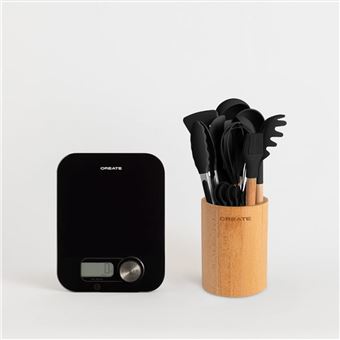 Pack SET USTENSILES DE CUISINE + Balance de cuisine BALANCE FOOD ECO - Noir - 1