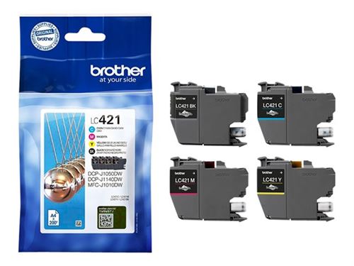 Brother LC421 Value Pack - 4 - zwart, geel, cyaan, magenta - origineel - inktcartridge - voor Brother DCP-J1140DW, MFC-J1010DW, MFC-J1012DW