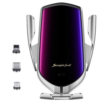 Chargeur de Voiture Sans Fil, 2 en 1 Qi 10W Support de Charge Rapide Sans Fil à Pince(Blanc)-Chronus - 1