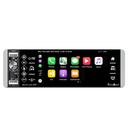 Autoradio 5.1 Pouces Écran IPS Bluetooth Carplay Android Auto USB Charge Rapide YONIS