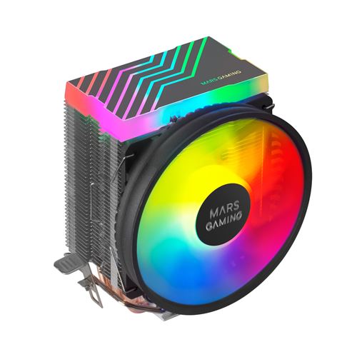 Mars Gaming MCPU33, Disipador CPU Dual FRGB, 3 Heatpipes 140W TDP, Ultra-silencioso PWM 110mm, Multisocket Universal, Disipador Gaming Negro