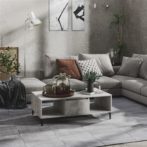 Vidaxl table basse gris b&eacute;ton 103,5x60x35 cm agglom&eacute;r&eacute;