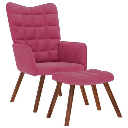 Non Communiqué Rose Vidaxl Relaxstoel Met Voetenbank Velours Bordeaux
