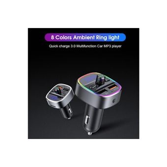 Adaptateur Bluetooth Voiture FM - Appels Mains Libres, Lecture Musique, Double Charge USB (3.1A+1A)
