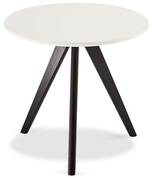 Ibbe Design Life Ronde Table Basse de Salon Style Moderne Skandinave Table de Salon Blanche , MDF et Bois Pieds en Bois Massif Chêne, 48x48x45 cm