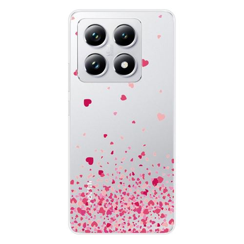 Coque en silicone imprimée compatible Xiaomi 14T Pro Confettis de Coeurs Rose