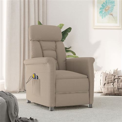 vidaXL Fauteuil de massage électrique Taupe Similicuir daim