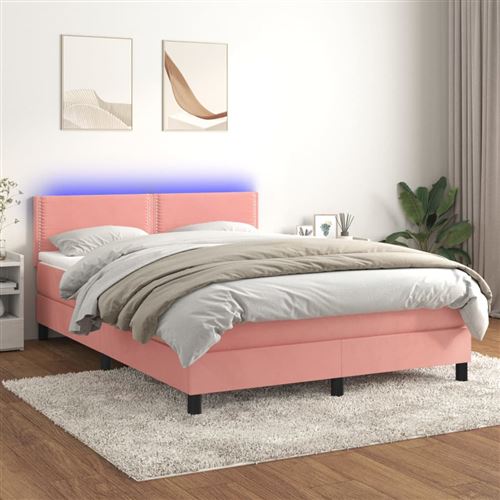 vidaXL Sommier à lattes de lit avec matelas LED Rose 140x200 cm