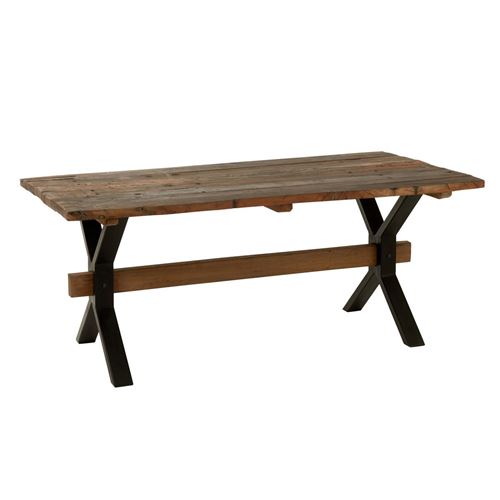 Non Communiqué Marron Table A Manger Fixe Sans Tiroir Rectangulaire En Bois