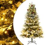 Sapin de Noël pré éclairé et pommes de pin vert 195cm PVC et PE
