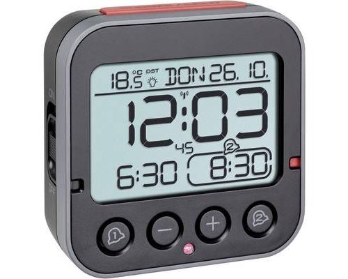 TFA Dostmann 60.2550.01 radiopilot&eacute;(e) R&eacute;veil noir Heures de r&eacute;veil 2