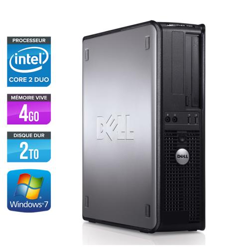Unité centrale Dell Optiplex 780 Desktop - Gris - Intel Core 2 Duo E7500 / 2.93 GHz - RAM 4 Go - HDD 2 To - DVD - Gigabit Ethernet - Windows 7 Profess
