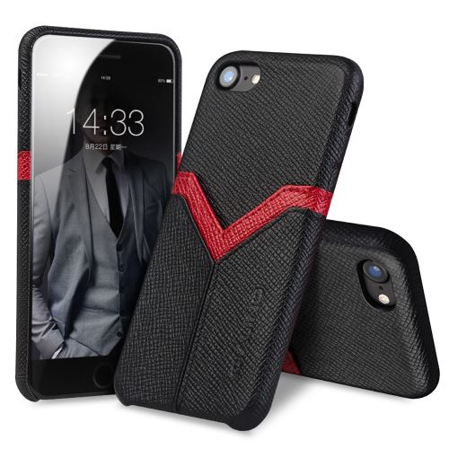 Etui en cuir véritable qialino la vache texture coated emplacement pour carte pc de retour avec   pour votre Apple iPhone 7 4.7