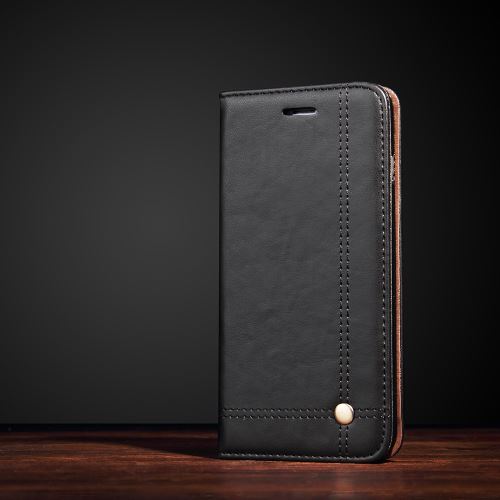 Etui en PU autoretro noir stand absorbée pour votre Apple iPhone 8
