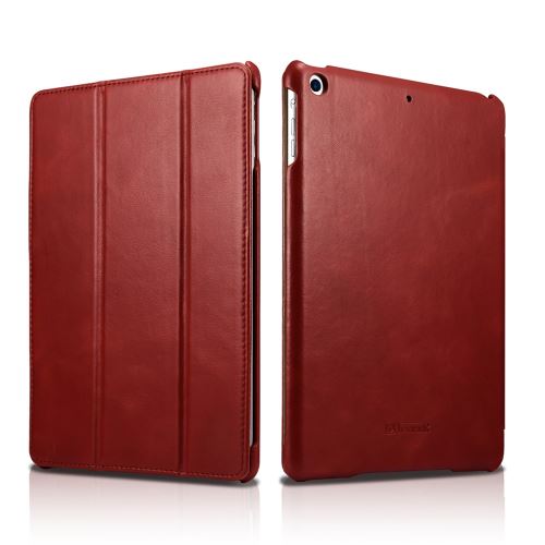 Etui en cuir véritable icarer plié en véritable stand rouge pour votre Apple iPad 9.7 (2017)