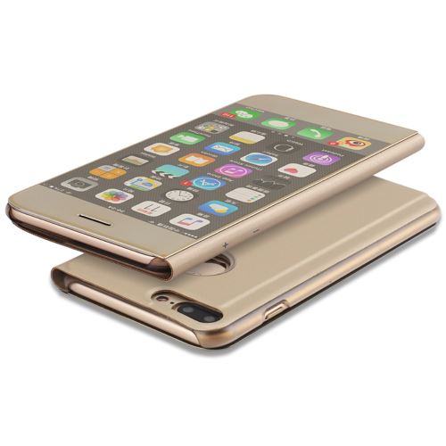 Etui en PU surface miroir plaqué sur smart stand pour votre Apple Iphone 7 Plus