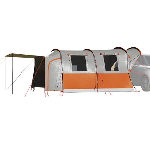 Non Communiqué Noir Tente De Voiture 4 Personnes Gris Et Orange Imperméable