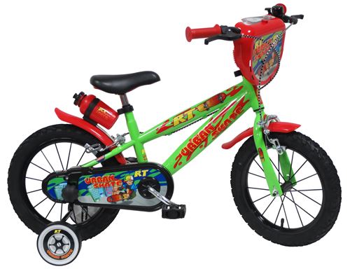 Velo 14 garcon urban skate pour enfant de 4 a 6 ans avec stabilisateurs a molettes