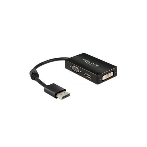 Delock Adaptateur. Displayport 1.1M a VGA/HDMI/DVIH Noir