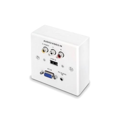 PLATEAU MUR VGA+JACK3.5+USB2.0+3xRCA Blanc